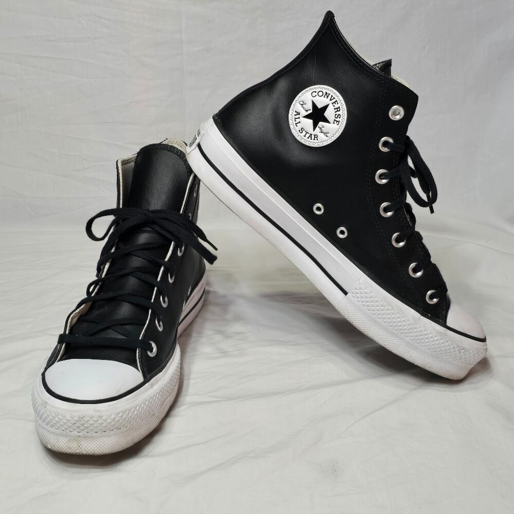 Converse Chuck Taylor All Star Lift 561675C BLACK/WHITE Leather Women US 11